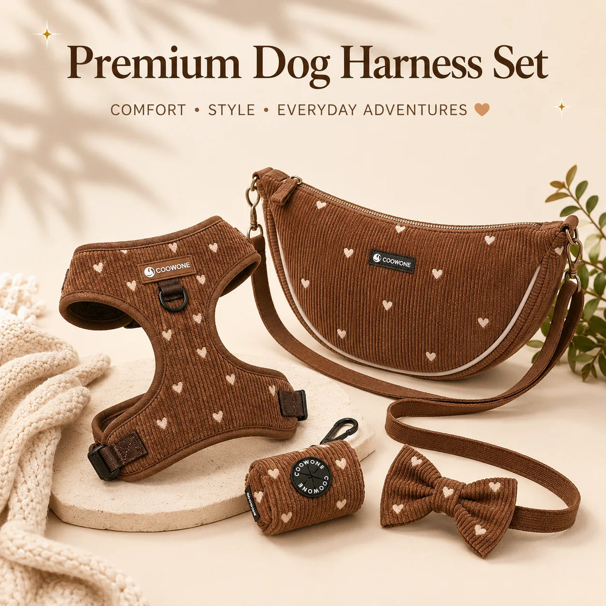Custom Embroidered Corduroy Dog Harness