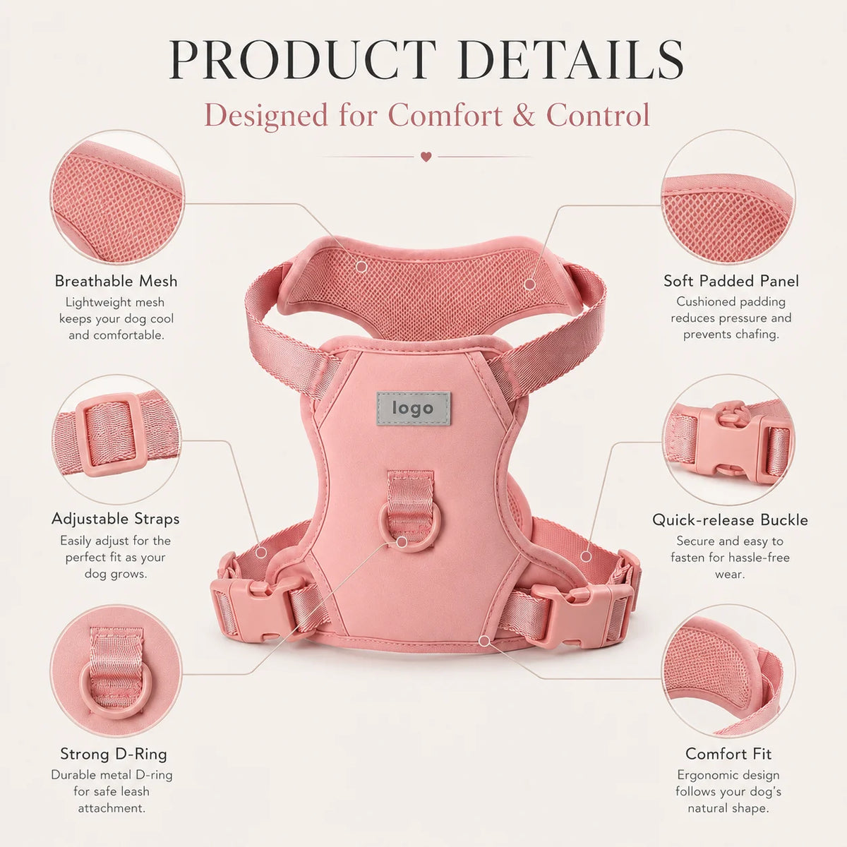 Breathable Padded Mesh Dog Harness