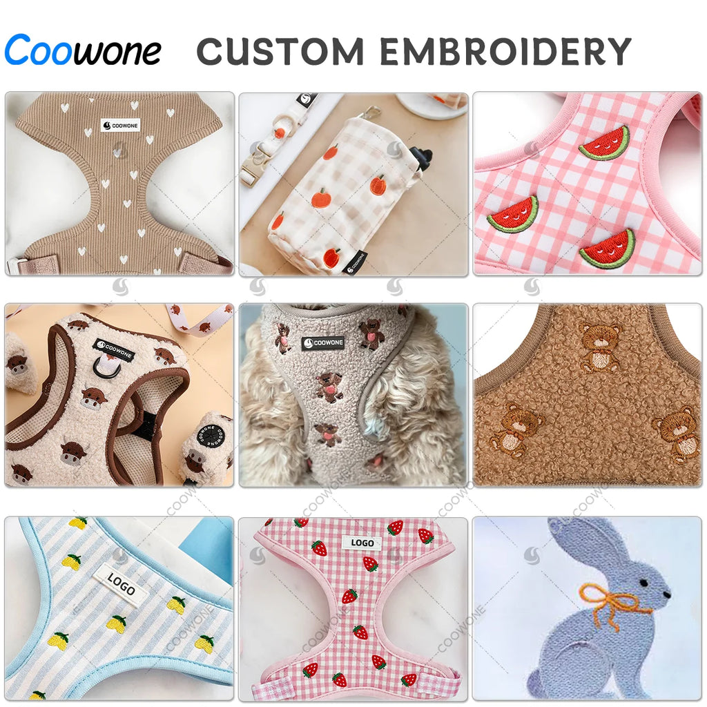 Custom Embroidered Corduroy Dog Harness